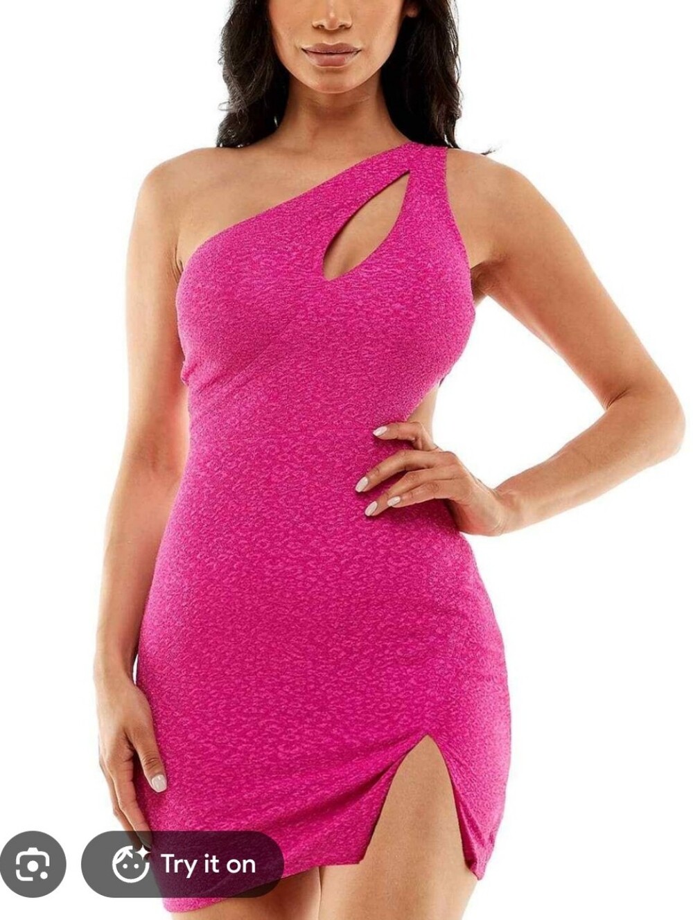 City Studio One-Shoulder Fuchsia Sheath Dress